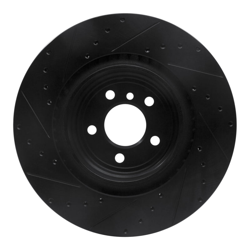 R1 Concepts R1 09-19 BMW 760LI Rear Right Drilled & Slotted Black Brake Rotor