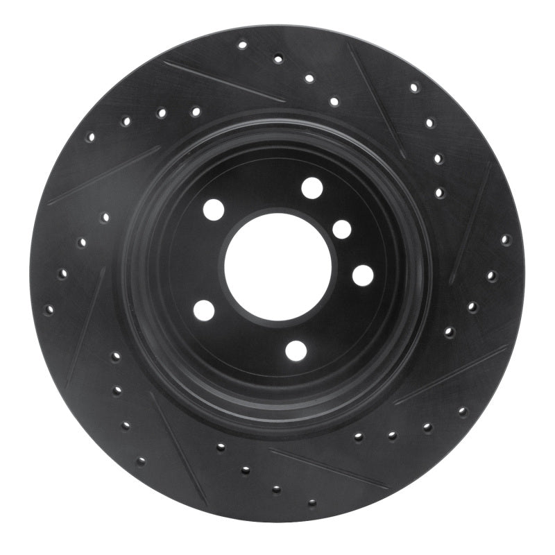 R1 Concepts R1 06-10 BMW 528I xDrive Rear Left Drilled & Slotted Black Brake Rotor