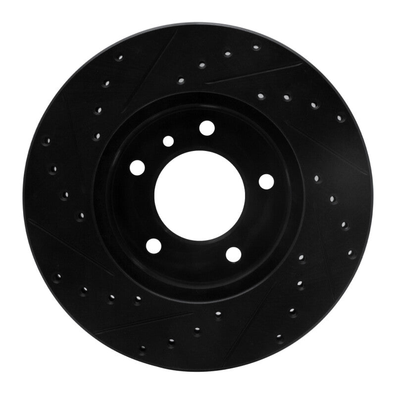 R1 Concepts R1 90-97 Jaguar XJ6 Front Right Drilled & Slotted Black Brake Rotor
