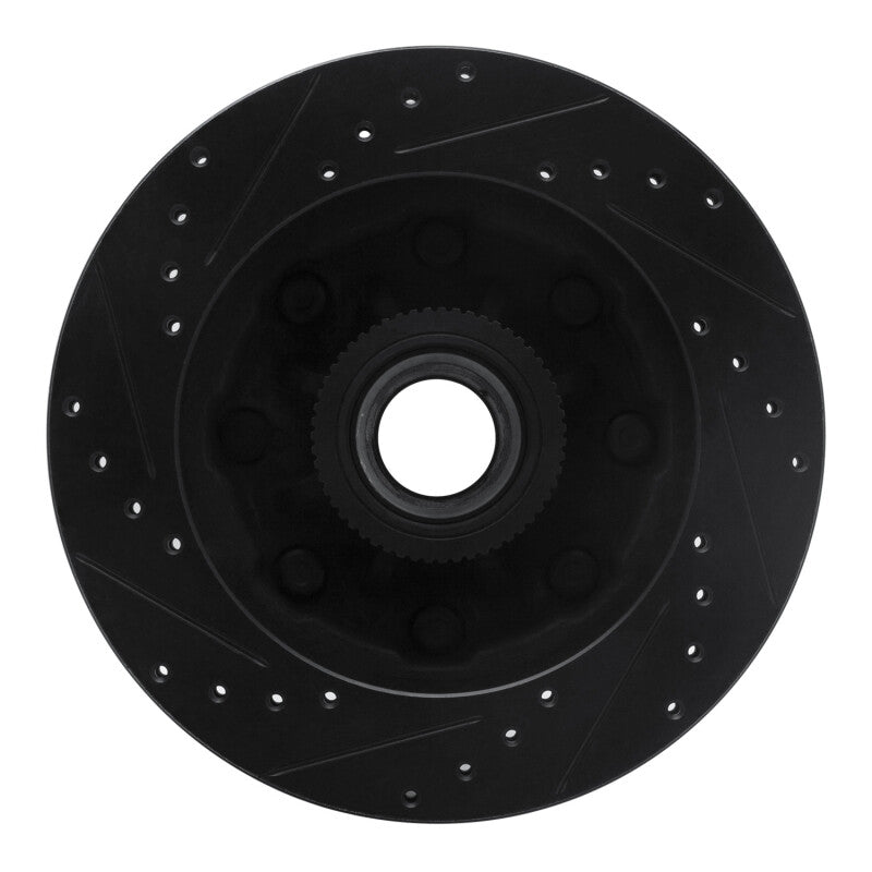 R1 Concepts R1 93-95 Chevrolet G30 Front Right Drilled & Slotted Black Brake Rotor