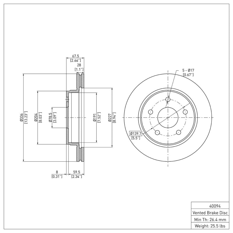 DFC 02-24 Chrysler Aspen Front Brake Rotor