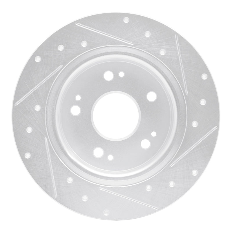 R1 Concepts R1 16-16 Honda CR-Z Rear Left Drilled & Slotted Silver Brake Rotor