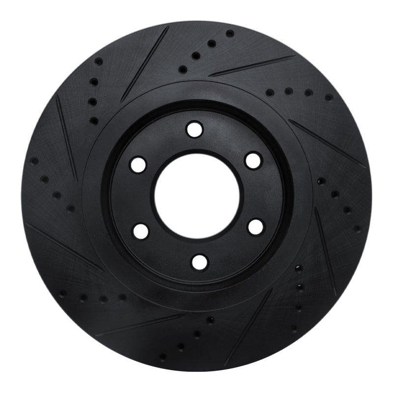 R1 Concepts R1 07-24 Infiniti QX80 Front Right Drilled & Slotted Black Brake Rotor