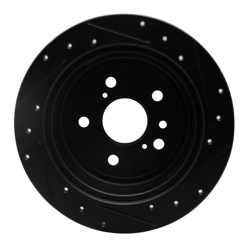 R1 Concepts R1 04-10 Toyota SIENNA Rear Left Drilled & Slotted Black Brake Rotor