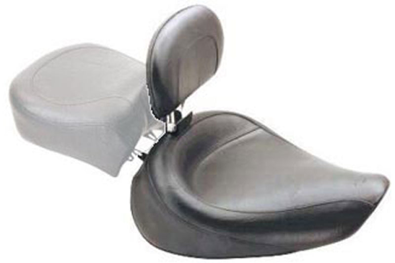 Mustang Motorcycle Mustang 91-05 Harley Dyna Wide Touring Solo Seat w/Driver Backrest - Black