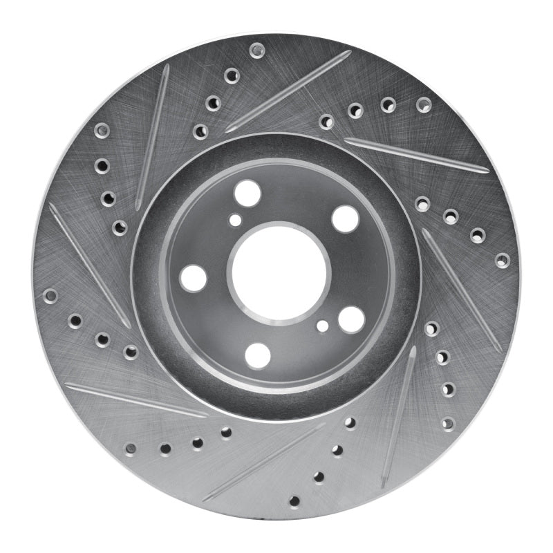 R1 Concepts R1 00-10 Pontiac Vibe Front Right Drilled & Slotted Silver Brake Rotor