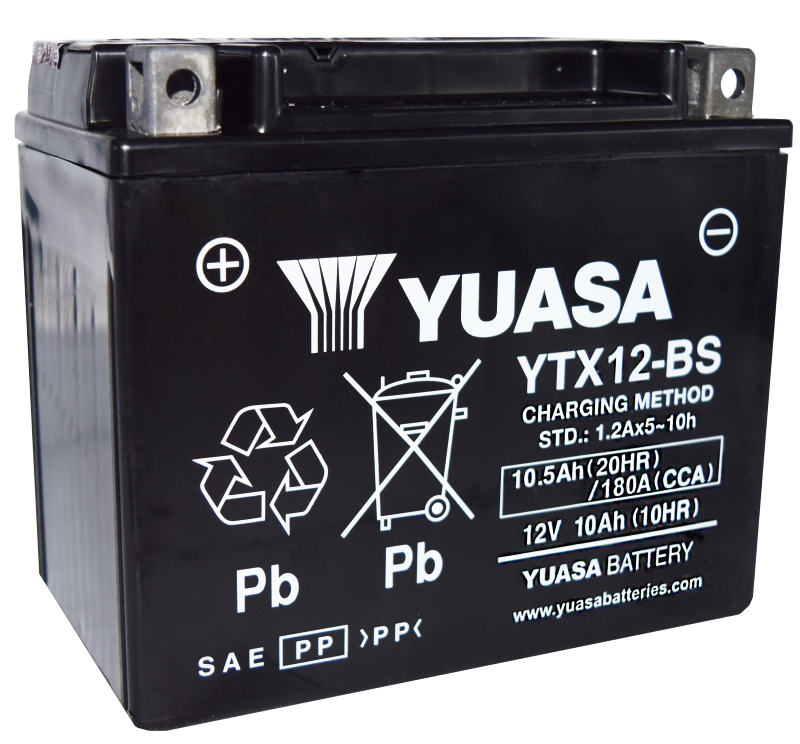 Yuasa Battery Yuasa YTX12-BS Maintenance Free AGM 12-Volt Battery w/Bottle