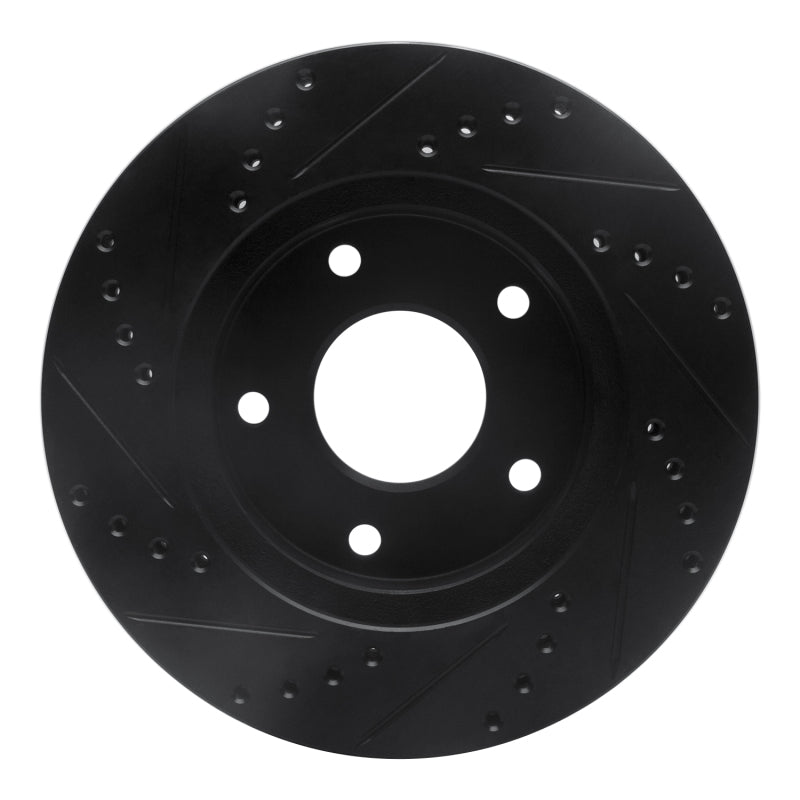 R1 Concepts R1 97-05 Chevrolet S10 Front Right Drilled & Slotted Black Brake Rotor