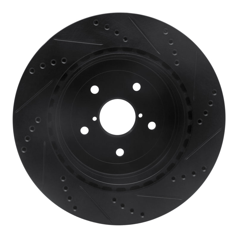 R1 Concepts R1 05-07 Subaru Impreza Rear Left Drilled & Slotted Black Brake Rotor