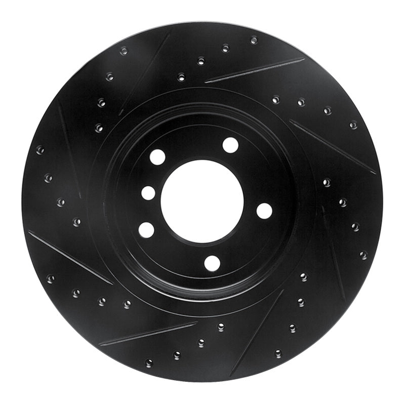 R1 Concepts R1 01-08 BMW 330I Front Right Drilled & Slotted Black Brake Rotor
