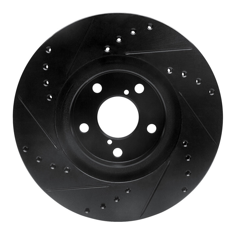 R1 Concepts R1 17-23 Subaru Impreza Front Right Drilled & Slotted Black Brake Rotor