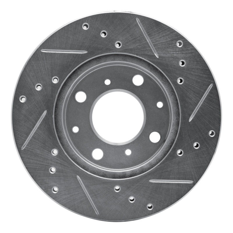 R1 Concepts R1 90-00 Honda Civic DEL SOL Front Left Drilled & Slotted Silver Brake Rotor
