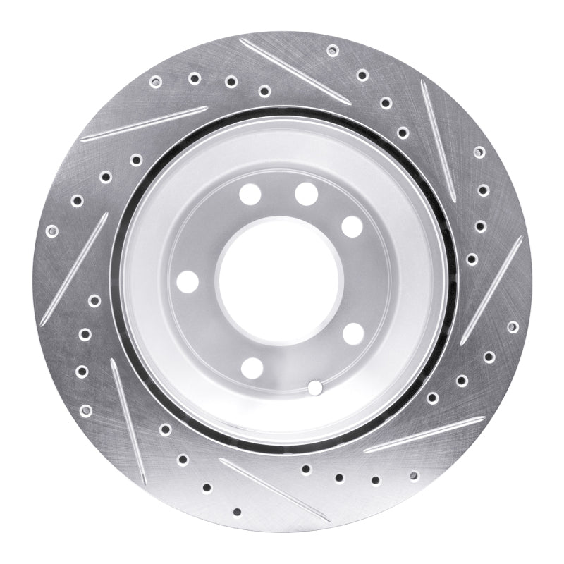 R1 Concepts R1 03-18 Audi Q7 Rear Left Drilled & Slotted Silver Brake Rotor