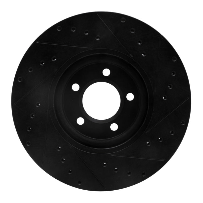 R1 Concepts R1 03-05 Jaguar S-Type Front Left Drilled & Slotted Black Brake Rotor