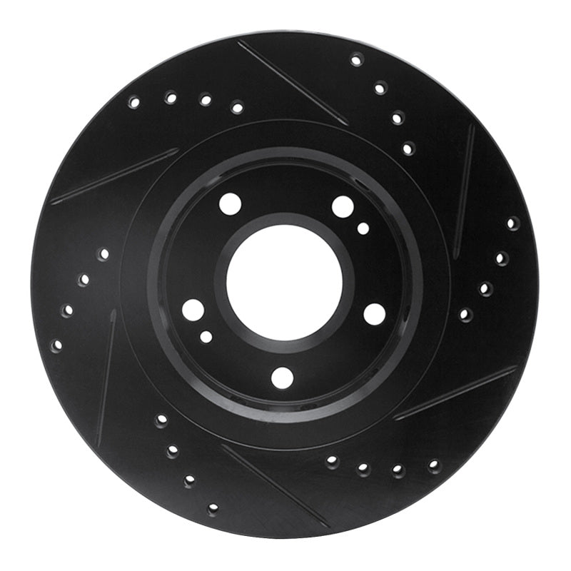 R1 Concepts R1 09-15 Mitsubishi Lancer Front Left Drilled & Slotted Black Brake Rotor
