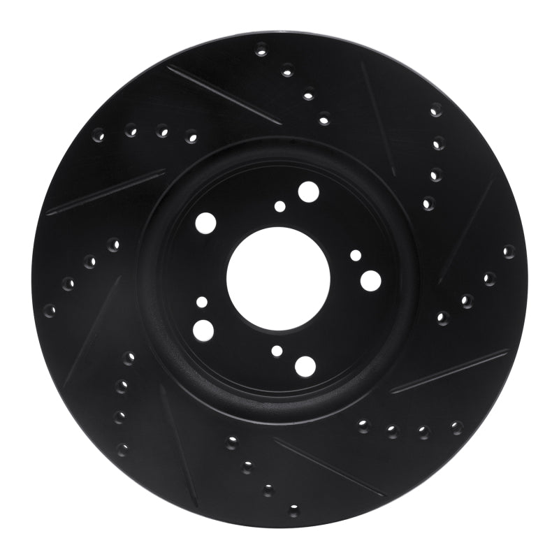 R1 Concepts R1 13-22 Honda Accord Coupe Front Left Drilled & Slotted Black Brake Rotor