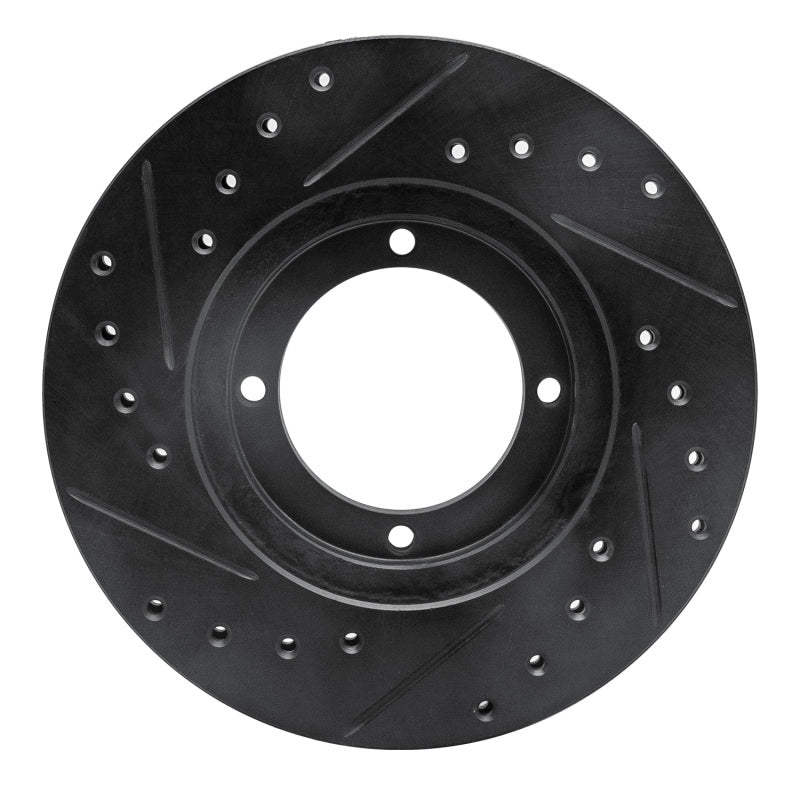 R1 Concepts R1 87-99 Hyundai Excel Front Right Drilled & Slotted Black Brake Rotor