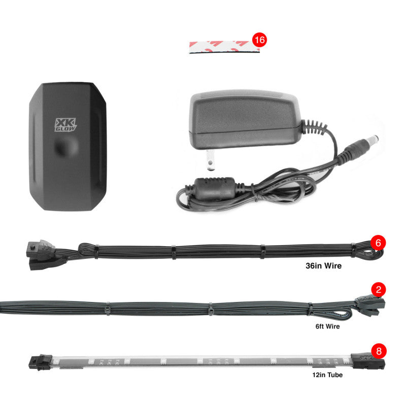 XKGLOW XK Glow Flex Strip Million Color XKCHROME App Controlled Home Indoor & Outdoor LED Light Kit 8x3ft