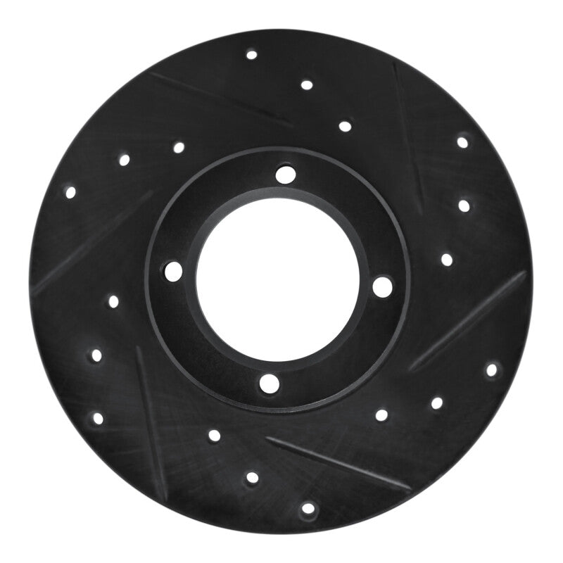 R1 Concepts R1 80-83 Subaru GL Front Right Drilled & Slotted Black Brake Rotor