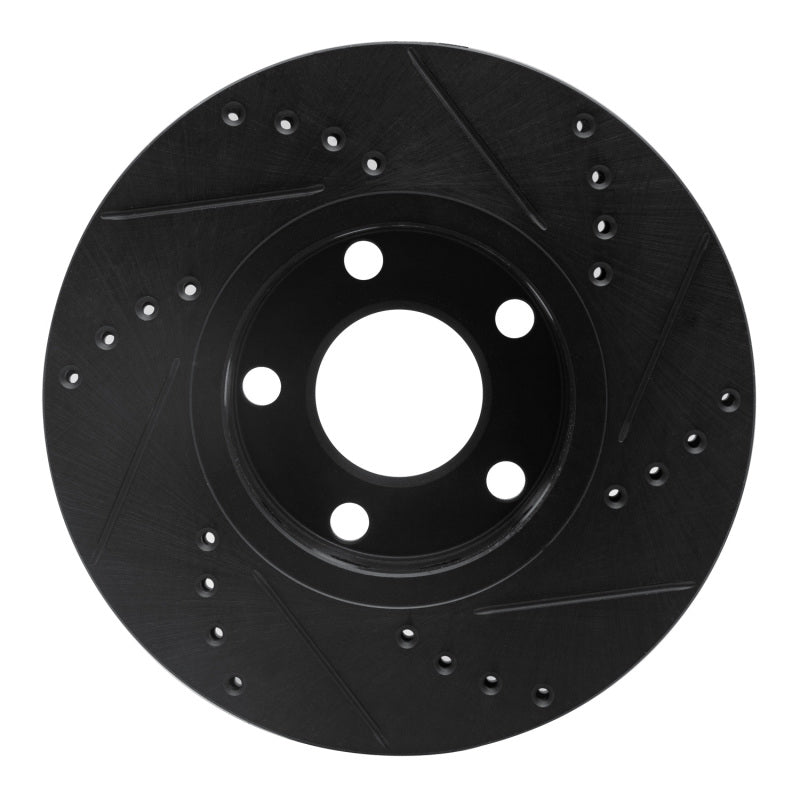 R1 Concepts R1 90-97 Audi S6 Front Left Drilled & Slotted Black Brake Rotor