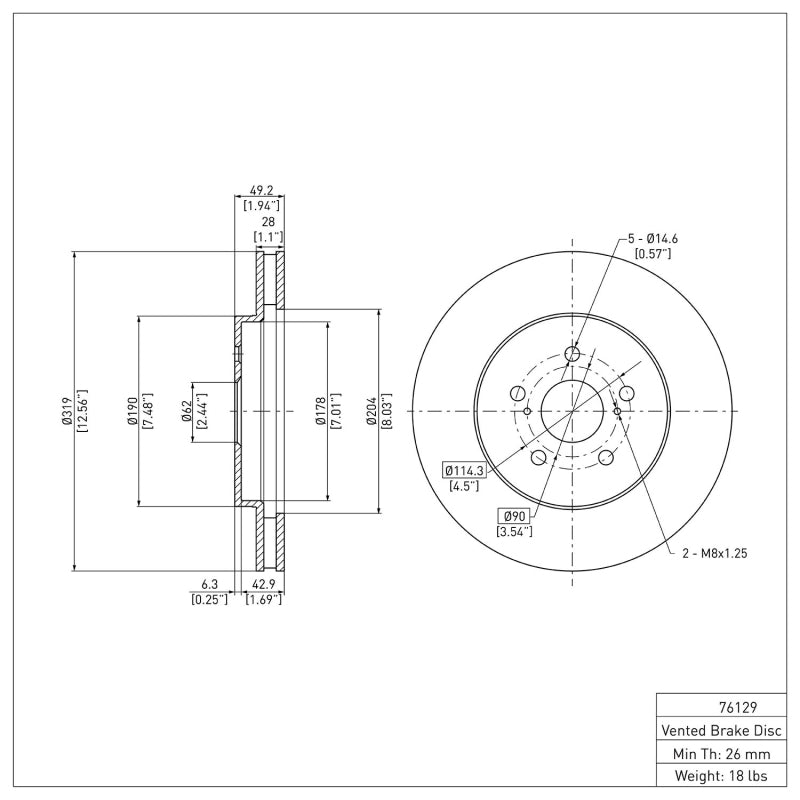 DFC 04-09 Lexus RX330 Front Brake Rotor