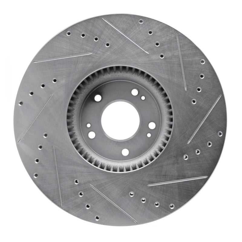R1 Concepts R1 12-17 Genesis G80 Front Left Drilled & Slotted Silver Brake Rotor
