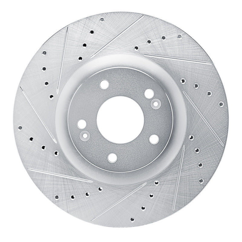 R1 Concepts R1 2021-2025 Hyundai Santa Fe Front Left Drilled & Slotted Silver Brake Rotor