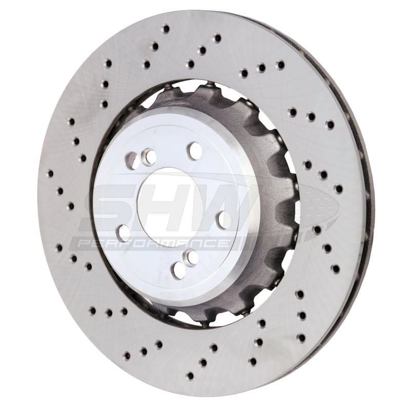 SHW Performance SHW 15-18 BMW M3 3.0L Left Rear Cross-Drilled Lightweight Brake Rotor (34212284811)