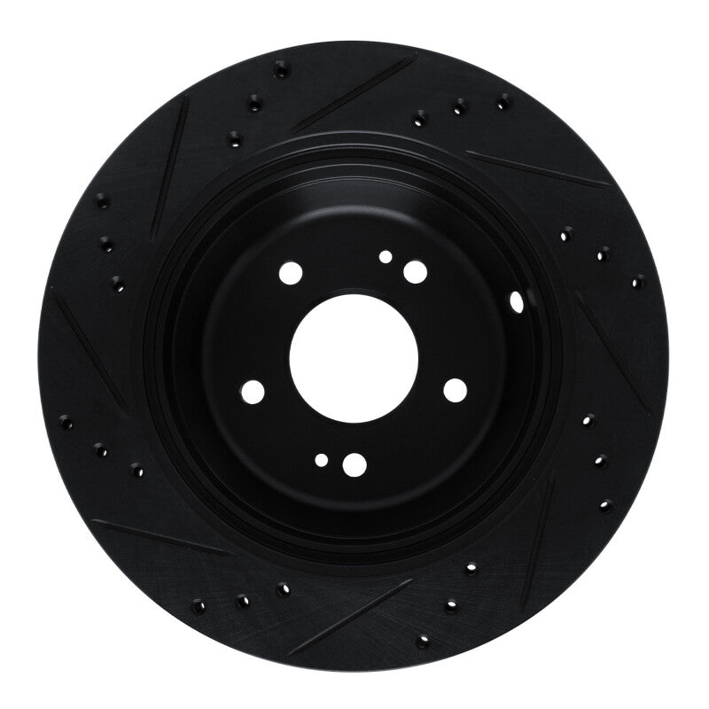 R1 Concepts R1 11-17 Hyundai Equus Rear Right Drilled & Slotted Black Brake Rotor