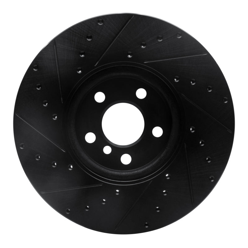 R1 Concepts R1 15-19 Mini Cooper Countryman Front Right Drilled & Slotted Black Brake Rotor