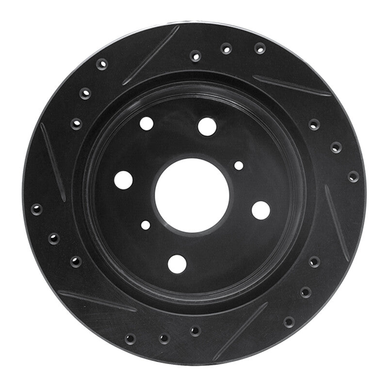 R1 Concepts R1 84-88 Toyota Cressida Rear Right Drilled & Slotted Black Brake Rotor