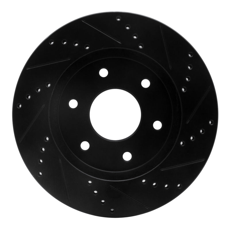 R1 Concepts R1 04-05 Infiniti QX56 Front Left Drilled & Slotted Black Brake Rotor