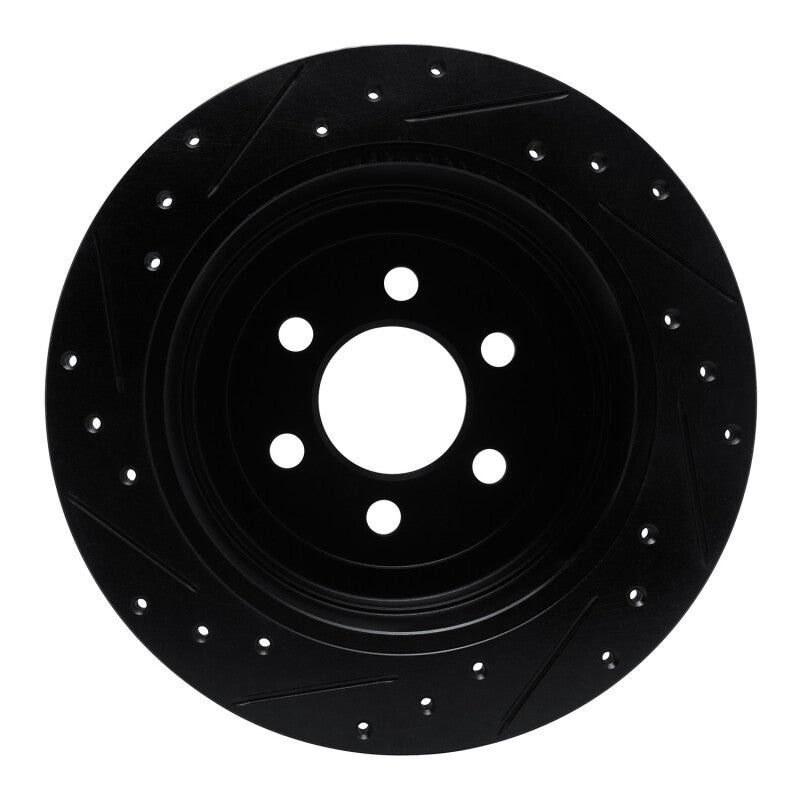 R1 Concepts R1 03-04 Dodge Dakota RWD Rear Right Drilled & Slotted Black Brake Rotor