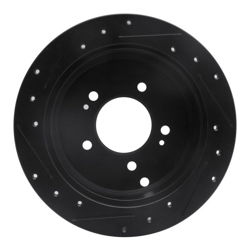 R1 Concepts R1 01-16 Hyundai Santa Fe Rear Right Drilled & Slotted Black Brake Rotor