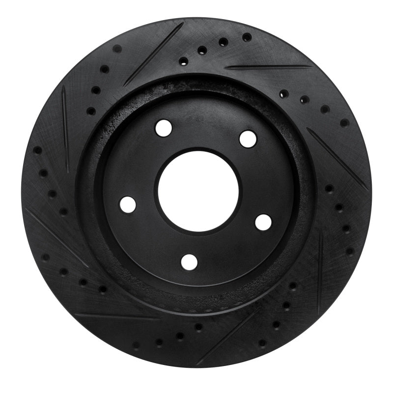 R1 Concepts R1 00-01 Dodge Ram 1500 Pickup Front Right Drilled & Slotted Black Brake Rotor