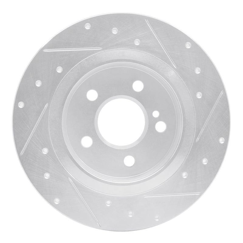 R1 Concepts R1 14-20 Infiniti QX30 Rear Left Drilled & Slotted Silver Brake Rotor