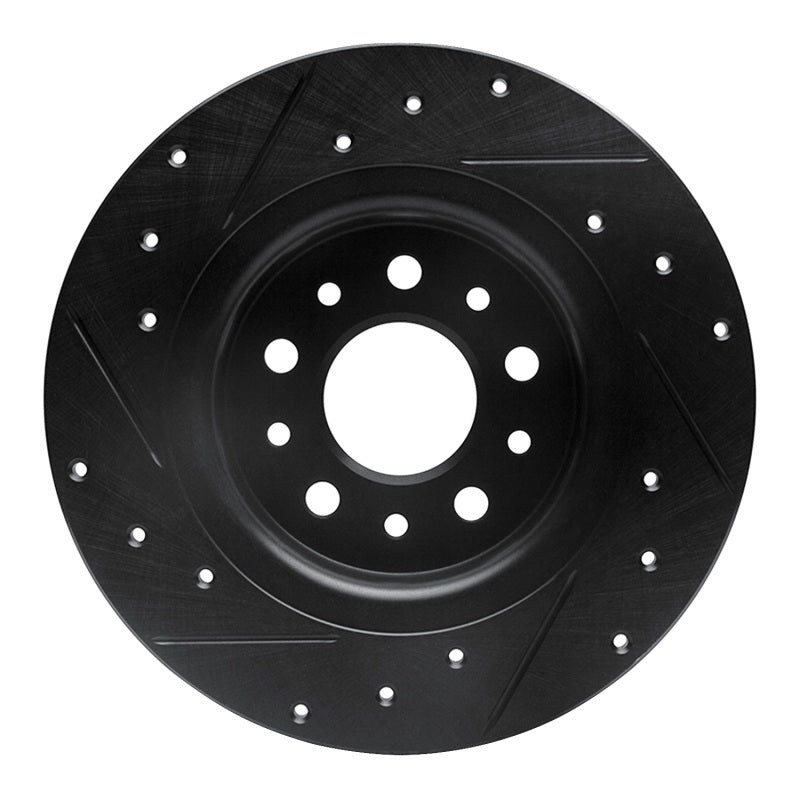 R1 Concepts R1 14-19 Fiat 500L Rear Right Drilled & Slotted Black Brake Rotor