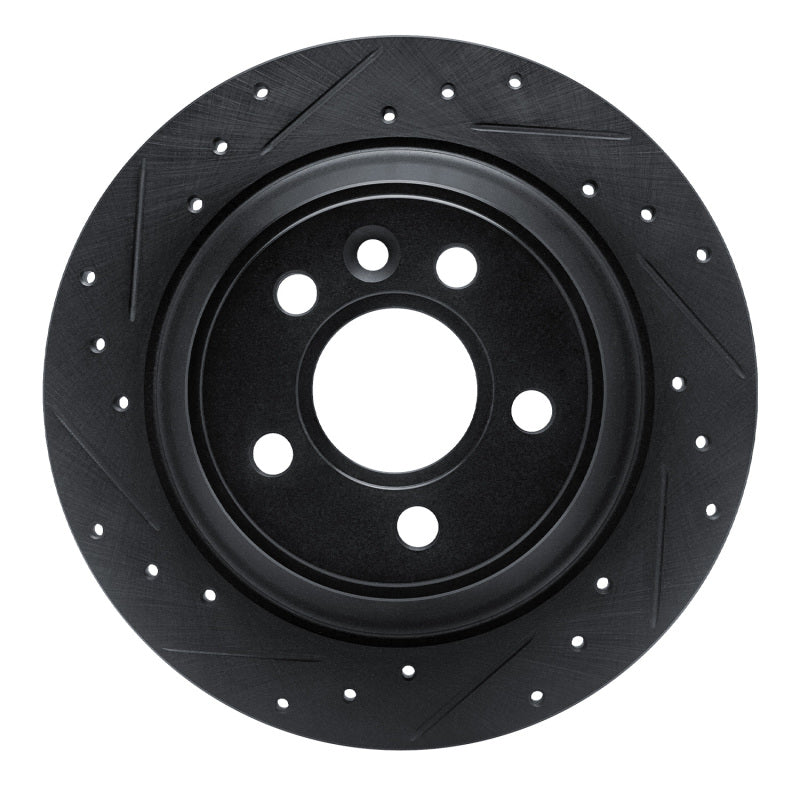 R1 Concepts R1 07-10 Volvo S80 Rear Left Drilled & Slotted Black Brake Rotor