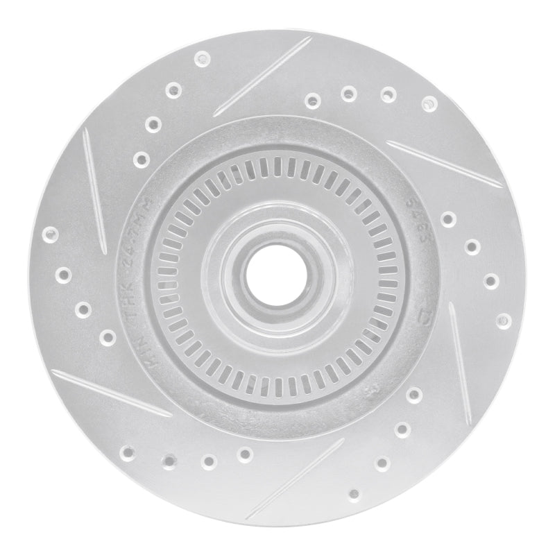 R1 Concepts R1 87-92 Lincoln Mark VII Front Right Drilled & Slotted Silver Brake Rotor