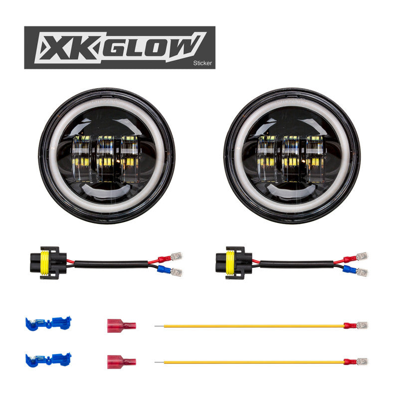 XKGLOW XK Glow Chrome 2pc. Motorcycle Driving Lights w/ Amber Halo