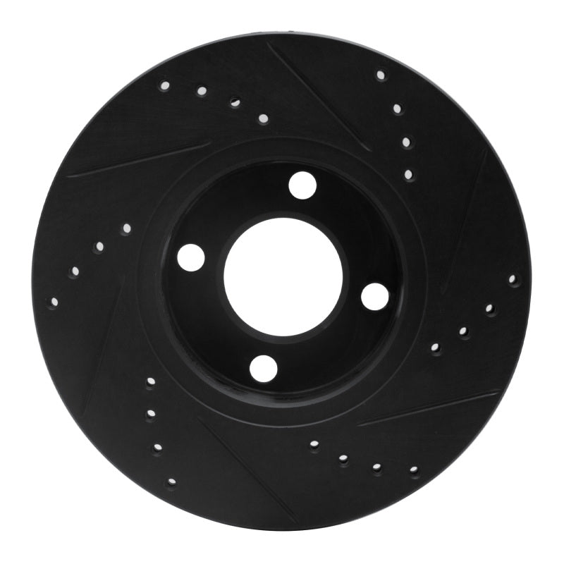 R1 Concepts R1 90-98 Audi Cabriolet Front Left Drilled & Slotted Black Brake Rotor