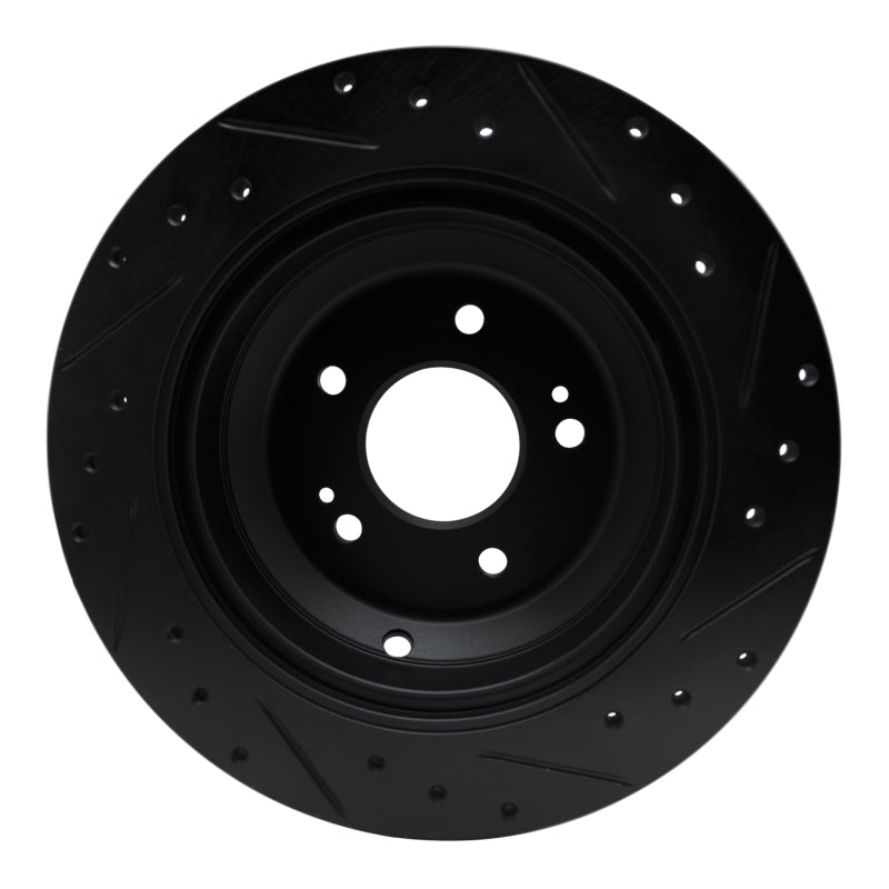 R1 Concepts R1 09-20 Genesis G80 Rear Left Drilled & Slotted Black Brake Rotor