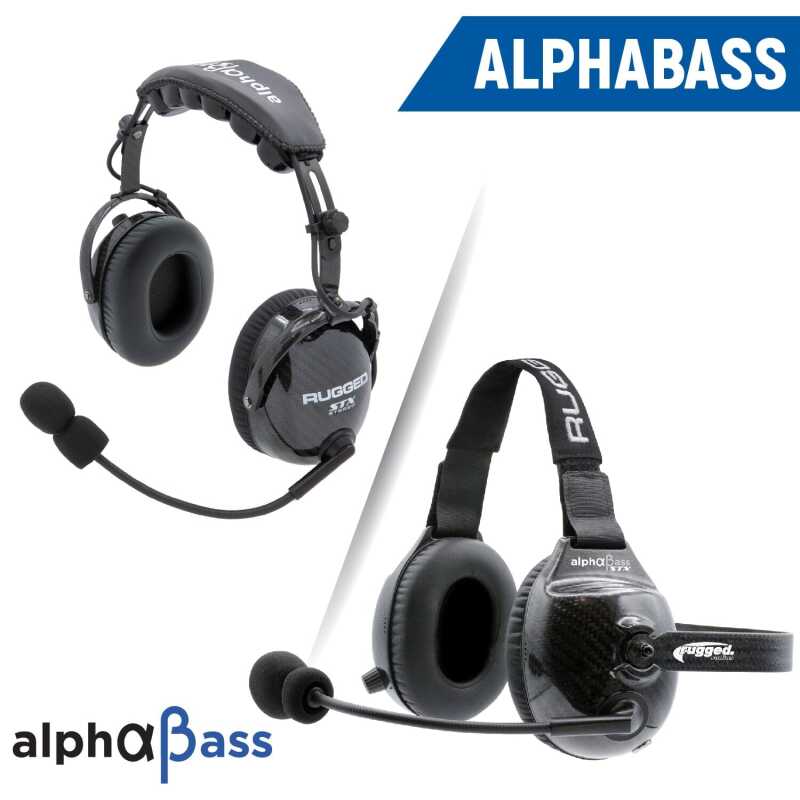 Rugged Radios AlphaBass Carbon Fiber Headset for STEREO and OFFROAD Intercoms Over The Head