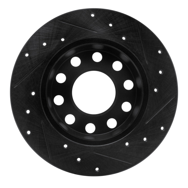 R1 Concepts R1 00-08 Audi A4 (USA/Canada) Rear Left Drilled & Slotted Black Brake Rotor