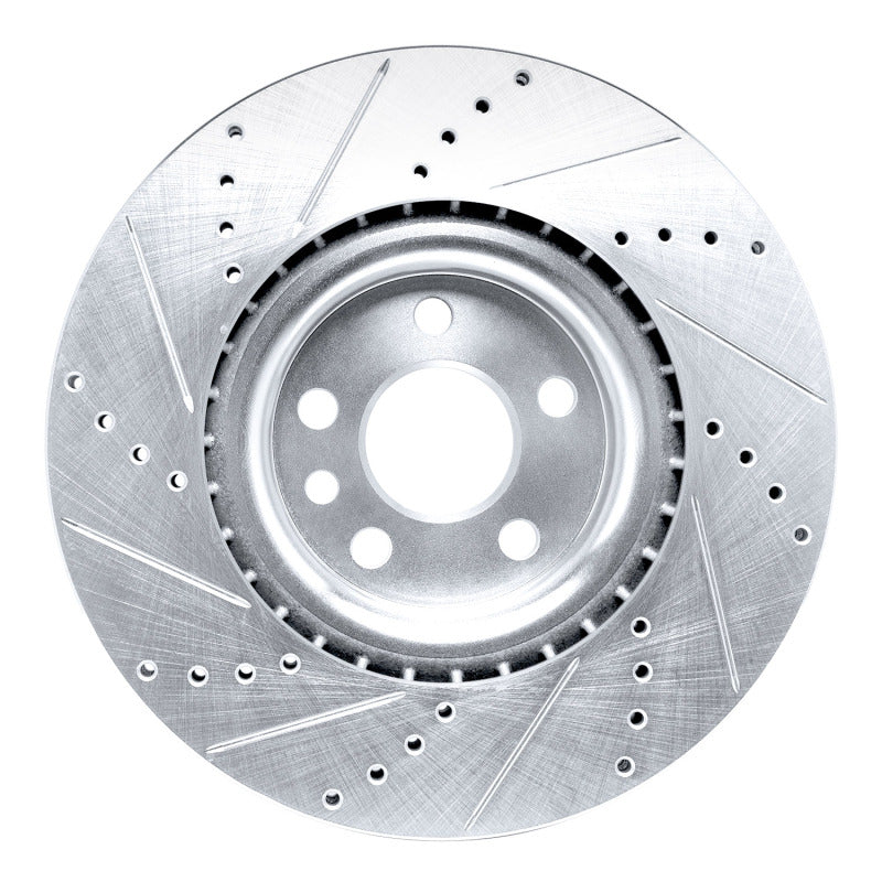 R1 Concepts R1 15-19 Jaguar E-Pace Front Right Drilled & Slotted Silver Brake Rotor