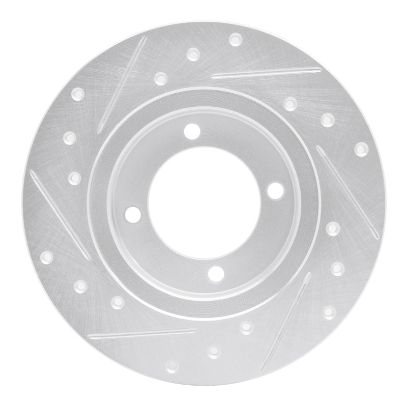 R1 Concepts R1 74-75 Nissan 610 Front Right Drilled & Slotted Silver Brake Rotor
