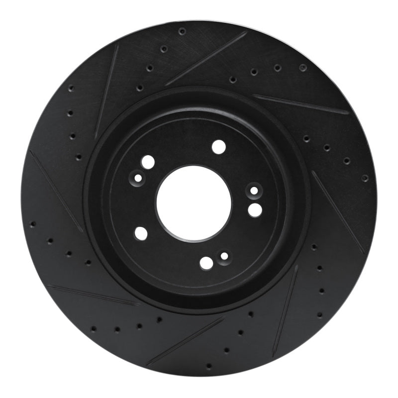 R1 Concepts R1 18-20 Genesis G80 Front Left Drilled & Slotted Black Brake Rotor