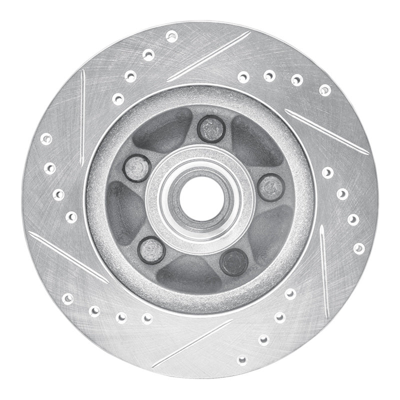R1 Concepts R1 82-87 Ford Mustang Front Right Drilled & Slotted Silver Brake Rotor