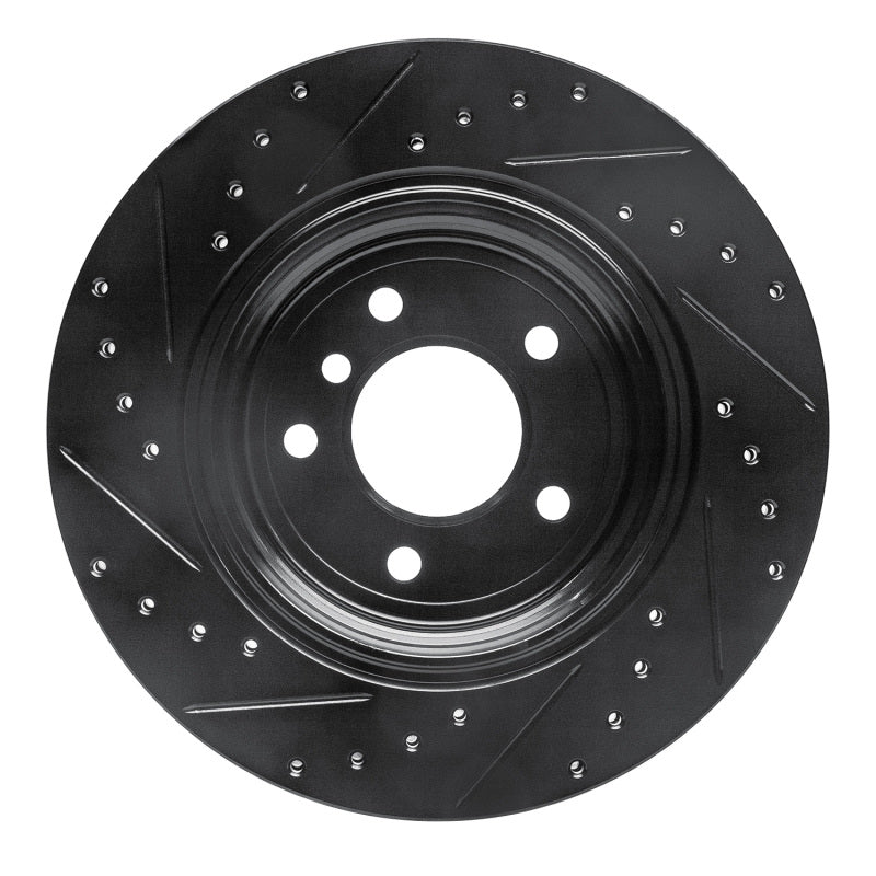 R1 Concepts R1 04-10 BMW 530I Rear Right Drilled & Slotted Black Brake Rotor