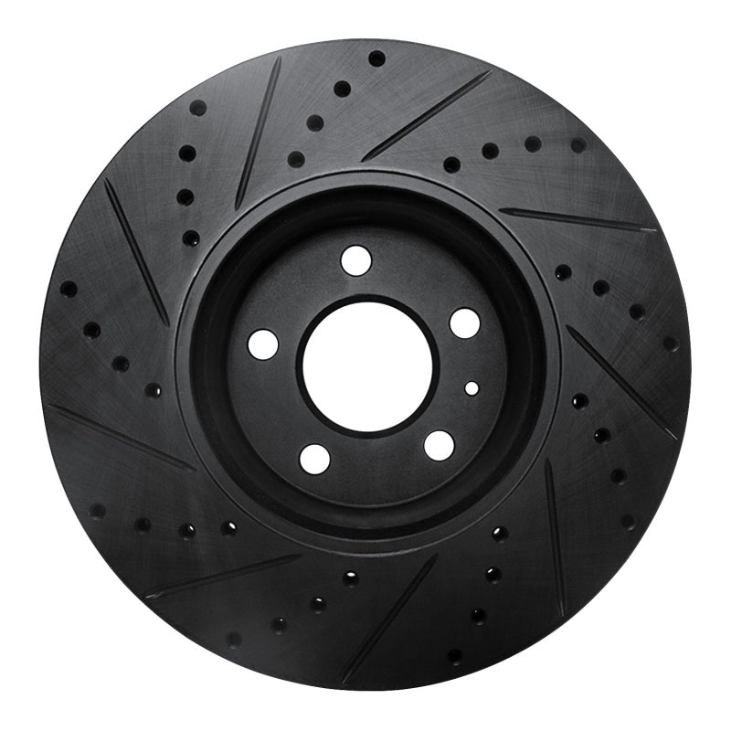 R1 Concepts R1 2011-2017 Audi A4 (USA/Canada) Front Right Drilled & Slotted Black Brake Rotor